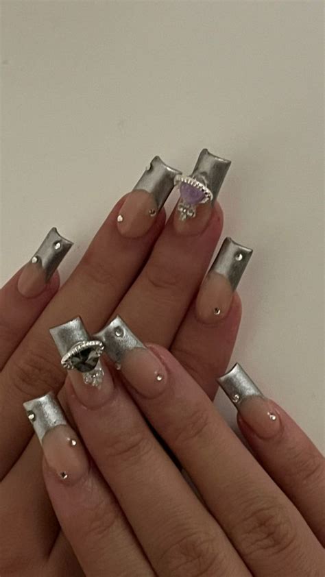 rhinestone silver nails charms